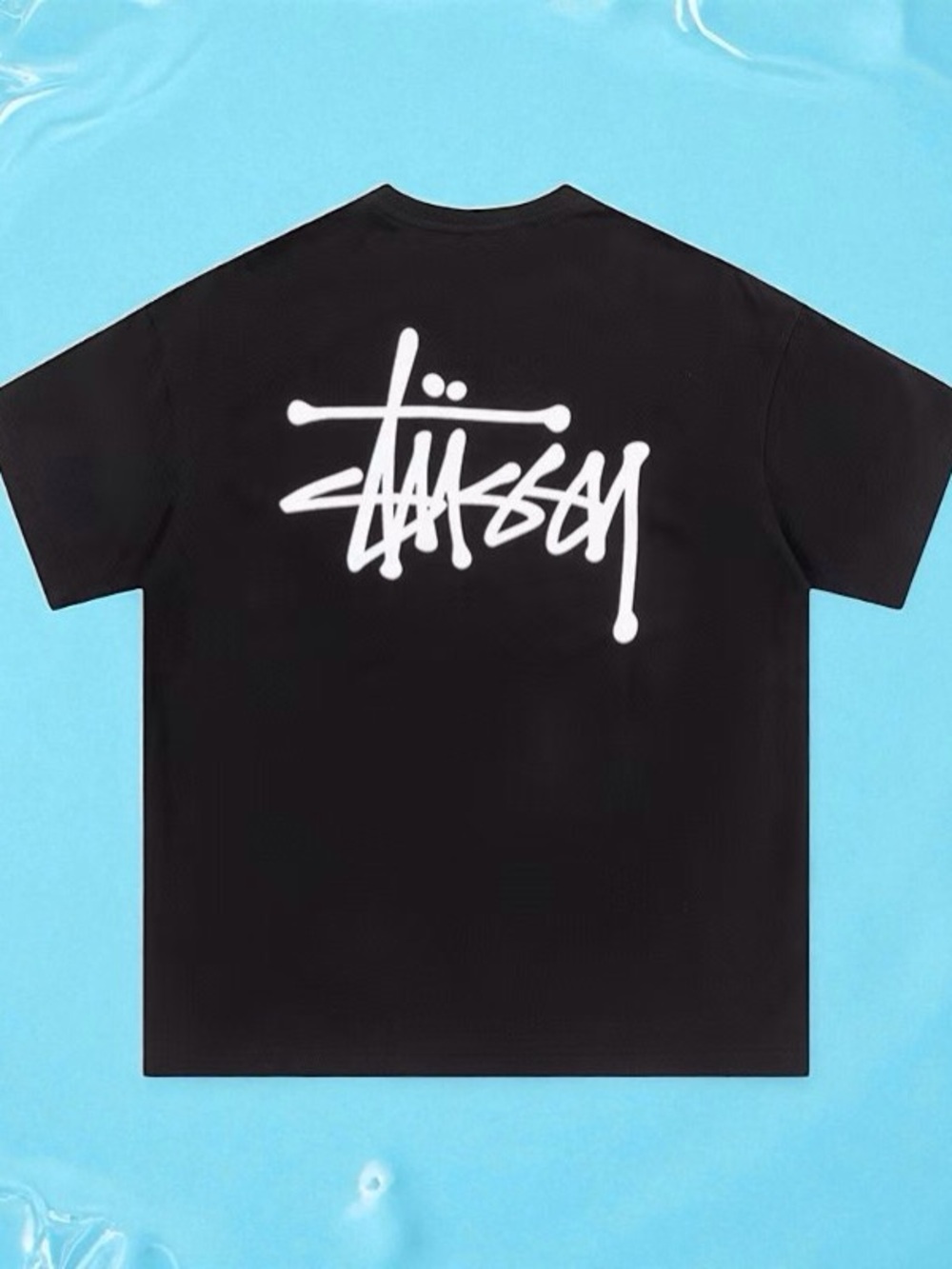 🎈Stussy Black Crewneck Tee - Logo Tag Detail - Picture 5 of 7